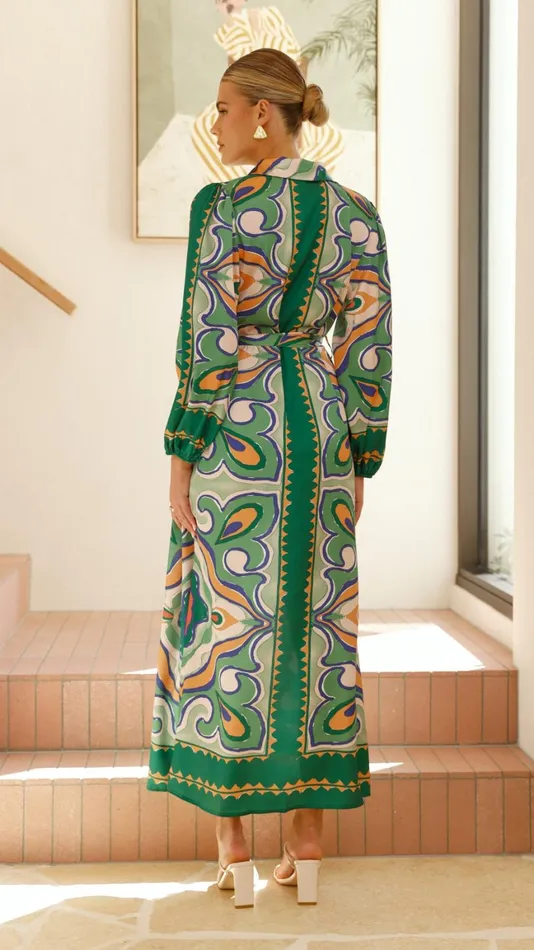 Billy J Dresses Women Uma Maxi Dress 8211 Green Print