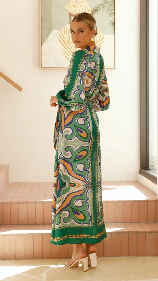 Billy J Dresses Women Uma Maxi Dress 8211 Green Print
