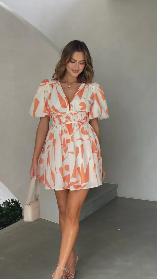Billy J Dresses Women Venice Mini Dress 8211 OrangeBeige
