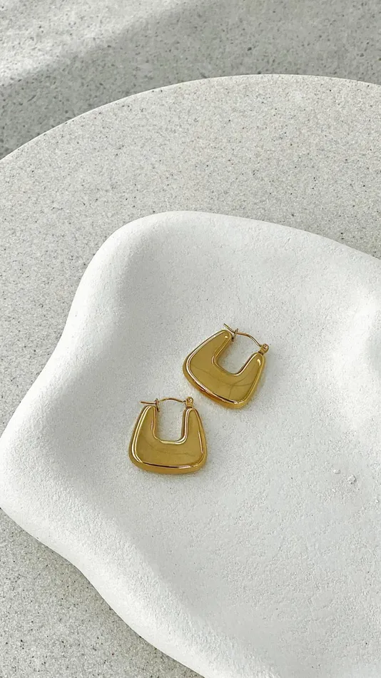 Billy J Earrings Women Square Crush Gold Plated Earrings 8211 Gold