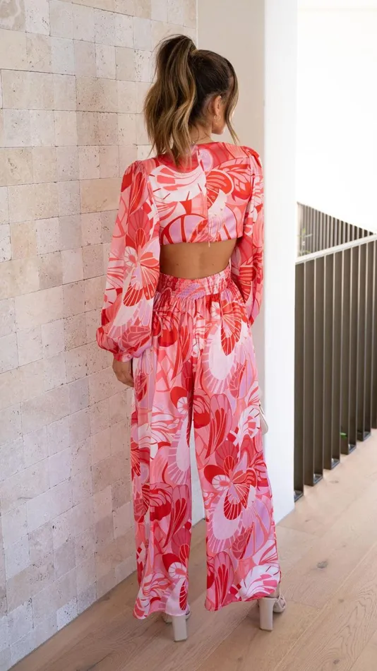 Billy J Jumpsuits Women Angela Jumpsuit 8211 Pink Floral