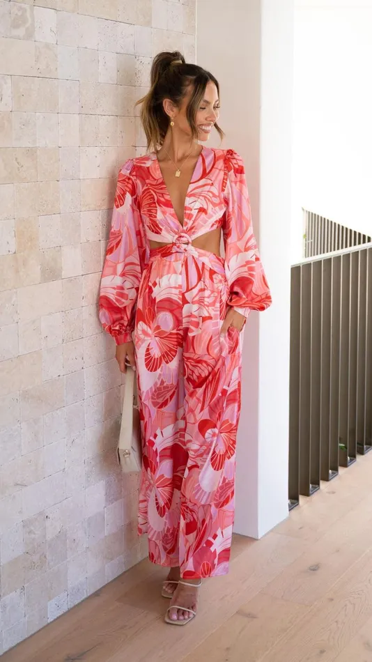 Billy J Jumpsuits Women Angela Jumpsuit 8211 Pink Floral