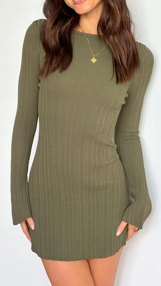 Billy J Knitwear Women Aster Mini Dress 8211 Khaki