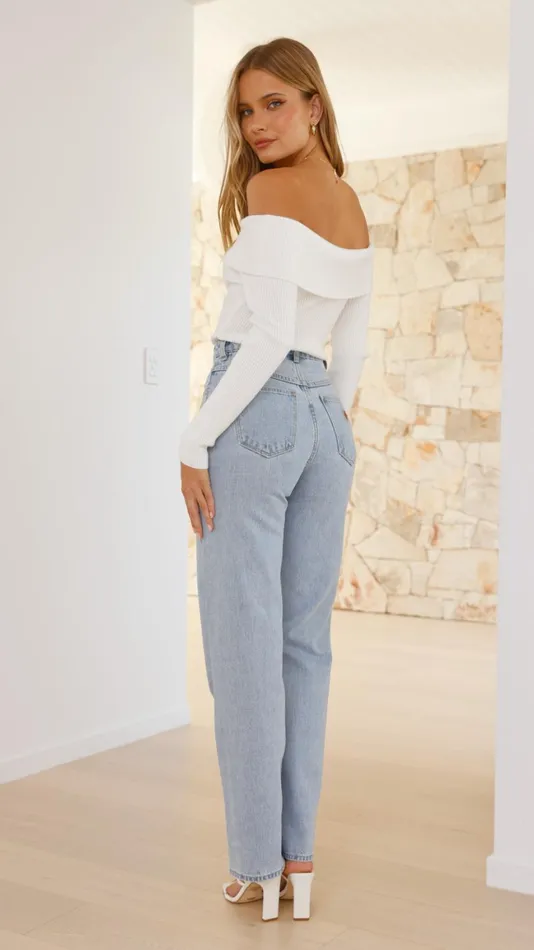 Billy J Knitwear Women Paladia Long Sleeve Bodysuit 8211 White