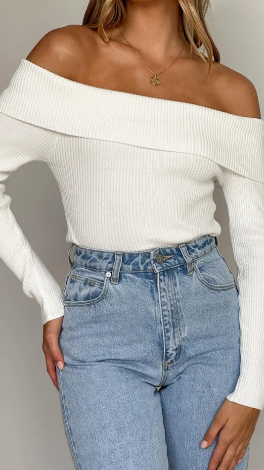 Billy J Knitwear Women Paladia Long Sleeve Bodysuit 8211 White