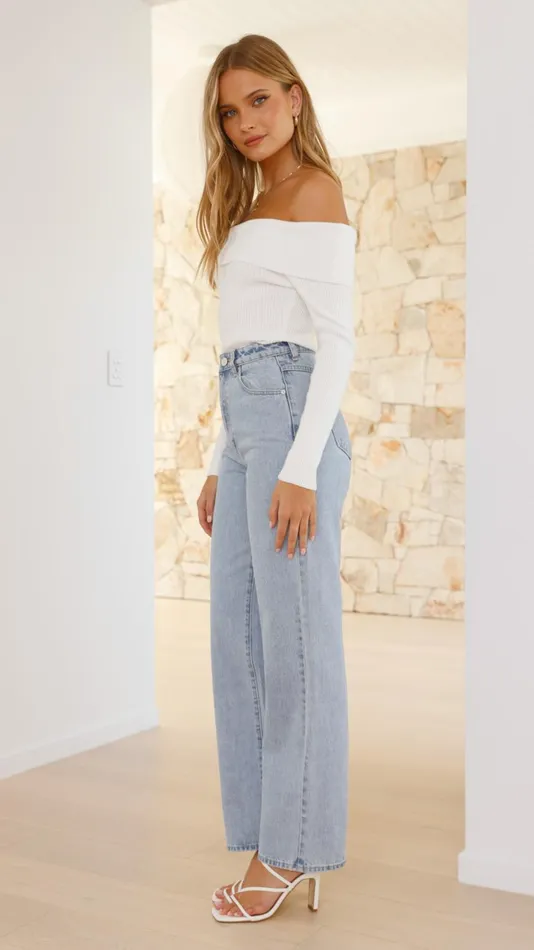 Billy J Knitwear Women Paladia Long Sleeve Bodysuit 8211 White