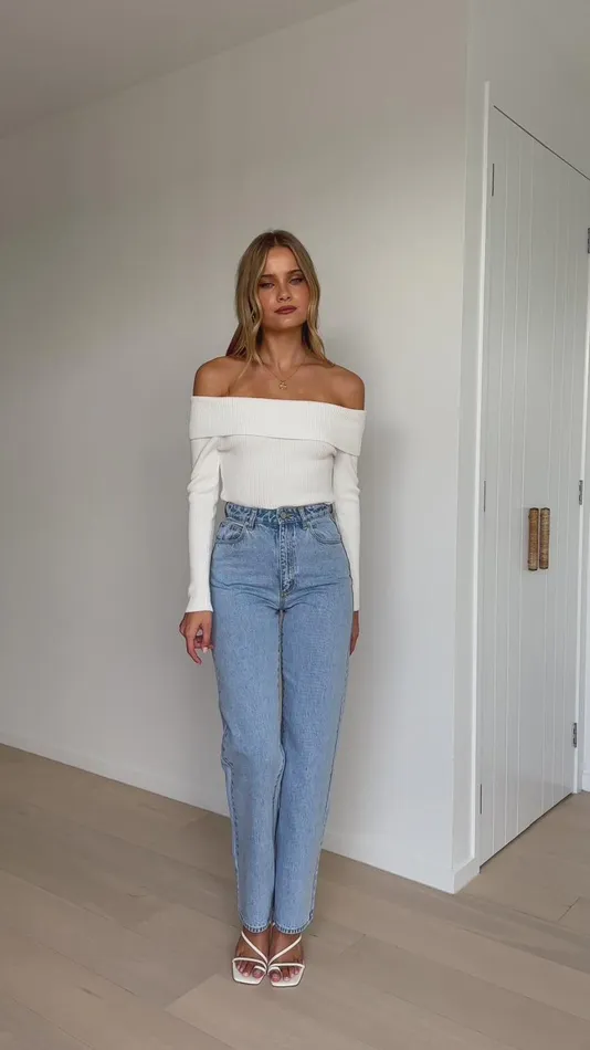 Billy J Knitwear Women Paladia Long Sleeve Bodysuit 8211 White