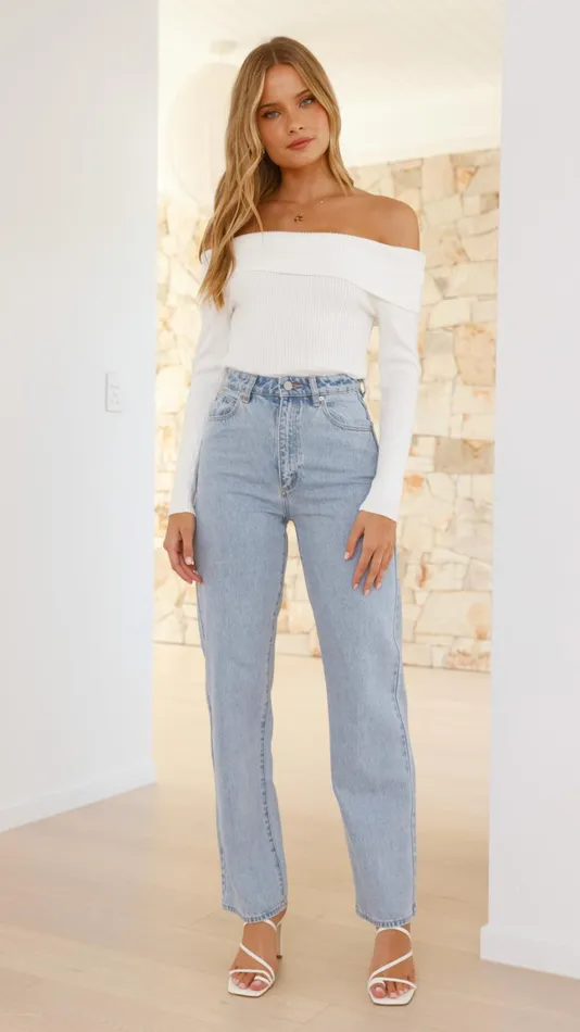 Billy J Knitwear Women Paladia Long Sleeve Bodysuit 8211 White