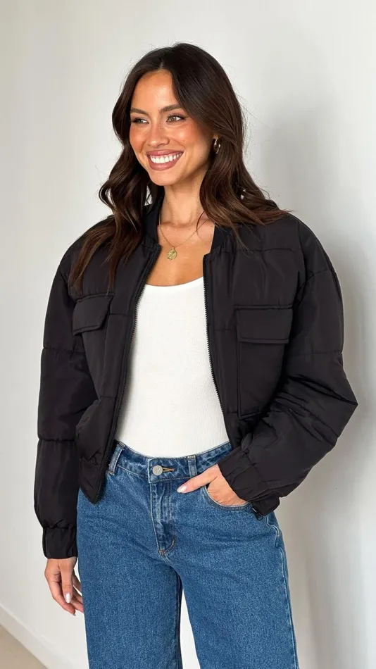 Billy J Outerwear Women Jordan Puffer Jacket 8211 Black