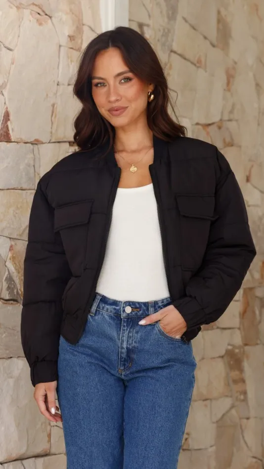 Billy J Outerwear Women Jordan Puffer Jacket 8211 Black
