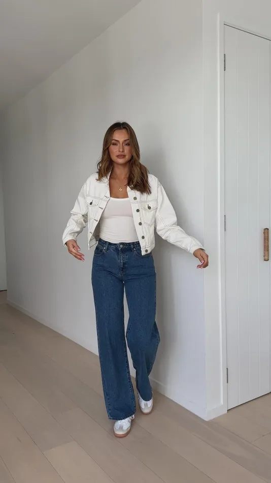 Billy J Outerwear Women Nadda Cropped Jacket 8211 Cream Denim