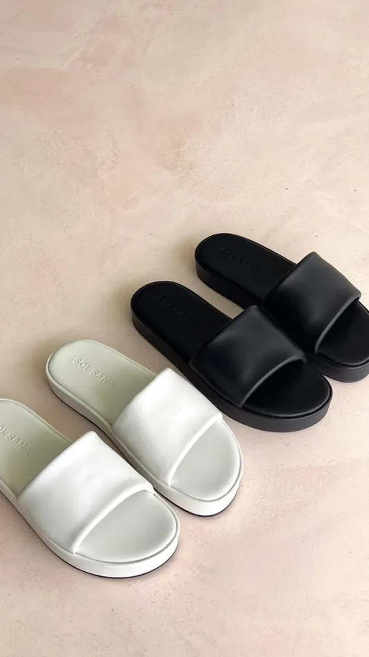 Billy J Sandals and Slides Women Sol Sana Kikah Flatform 8211 White