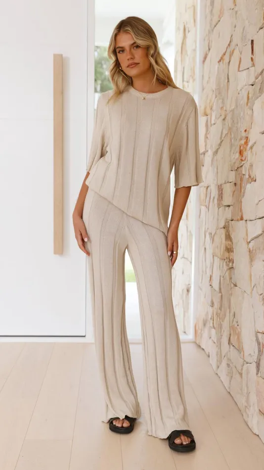Billy J Sets Women Bayu Knit Pants 8211 Cream
