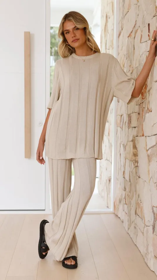 Billy J Sets Women Bayu Knit Pants 8211 Cream