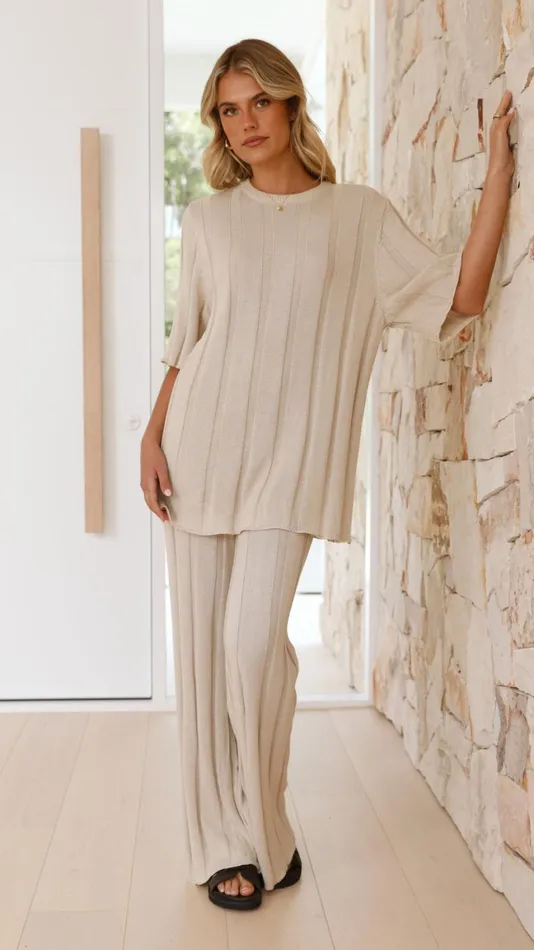 Billy J Sets Women Bayu Knit Pants 8211 Cream