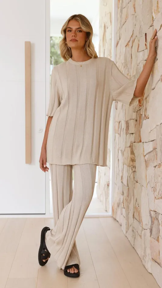 Billy J Sets Women Bayu Knit Pants 8211 Cream
