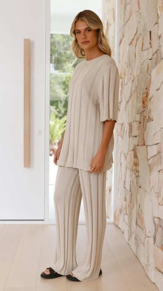 Billy J Sets Women Bayu Knit Pants 8211 Cream