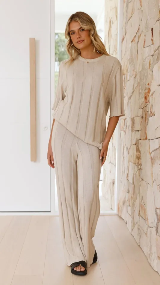Billy J Sets Women Bayu Knit Pants 8211 Cream