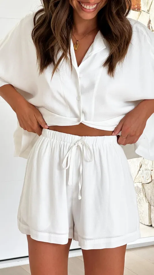 Billy J Sets Women Edita Shorts 8211 White