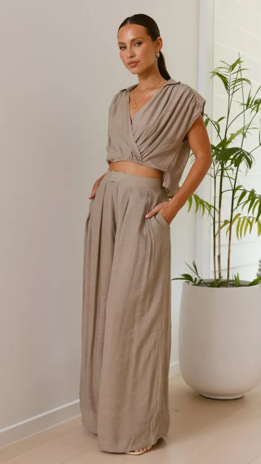 Billy J Sets Women Haku Pants 8211 Sandstone