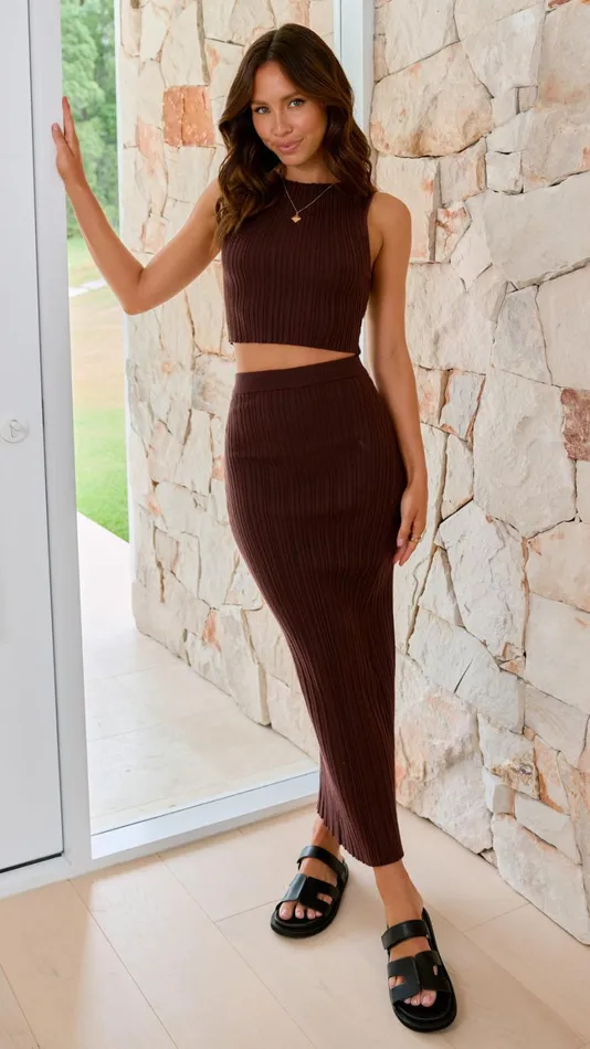 Billy J Sets Women Senya Maxi Skirt 8211 Dark Chocolate