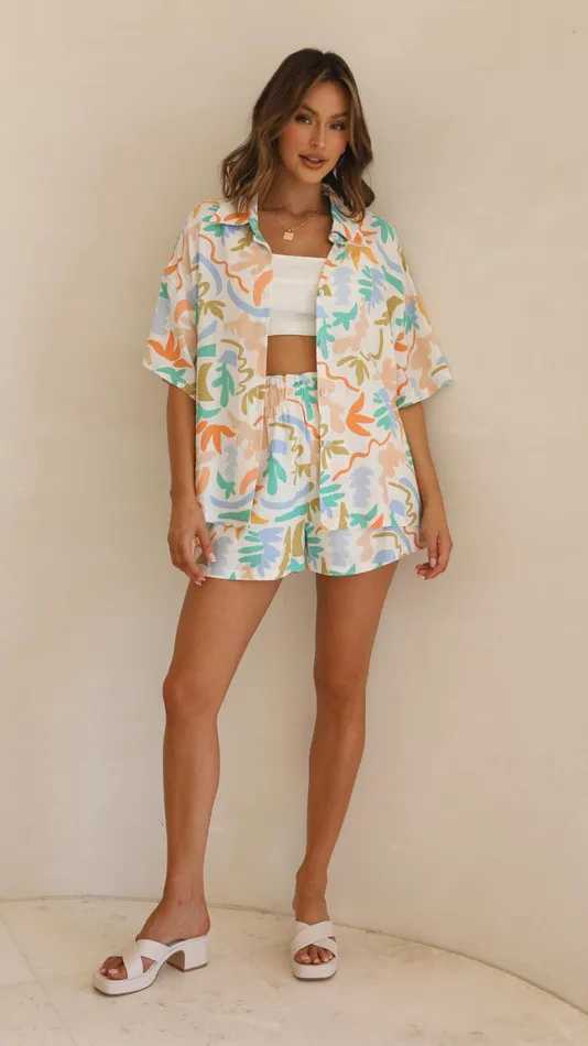 Billy J Sets Women Siani Shorts 8211 Tierra Print