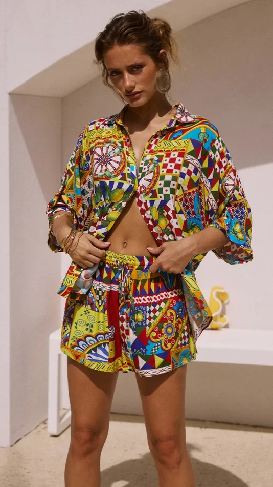 Billy J Sets Women Venus Shorts 8211 Phaedra Print