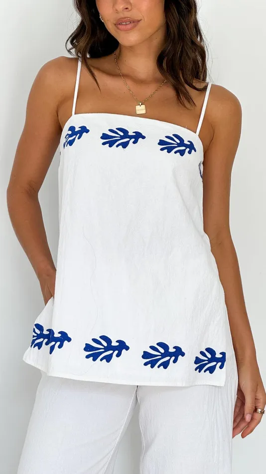 Billy J Tops Women Amalia Top 8211 White Blue