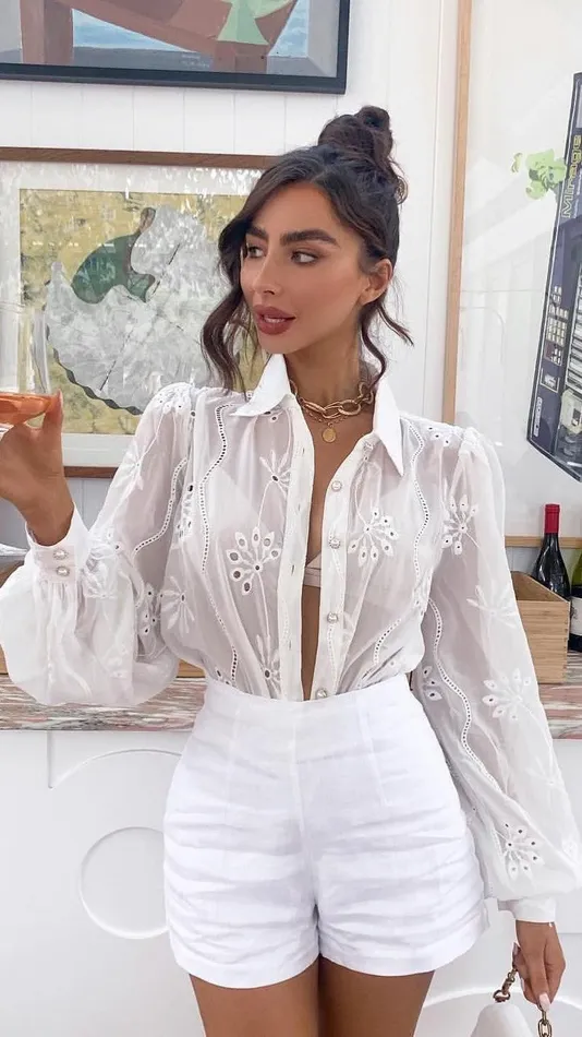 Billy J Tops Women Elise Blouse 8211 White