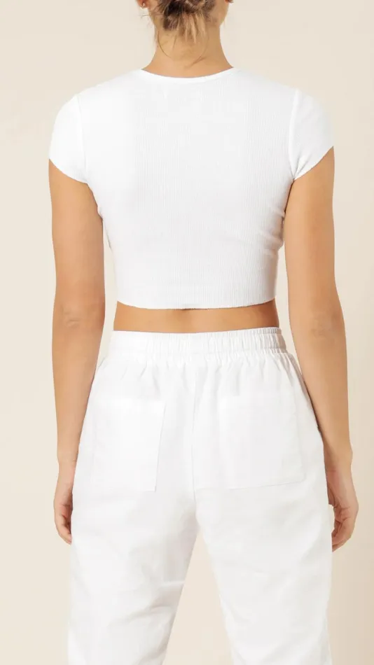 Billy J Tops Women Essential Waffle Tee 8211 White