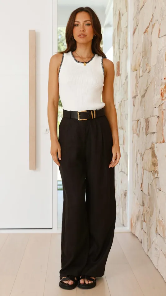 Billy J Tops Women Kabira Contrast Top 8211 White Black