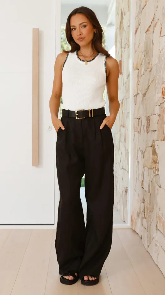 Billy J Tops Women Kabira Contrast Top 8211 White Black