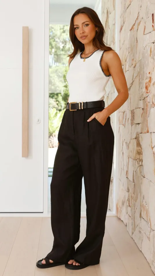 Billy J Tops Women Kabira Contrast Top 8211 White Black