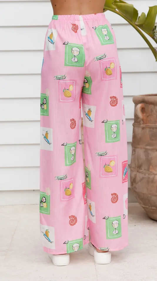 Billy J Tops Women Kourt Button Up Shirt And Pants Set 8211 Pink Stamps Set