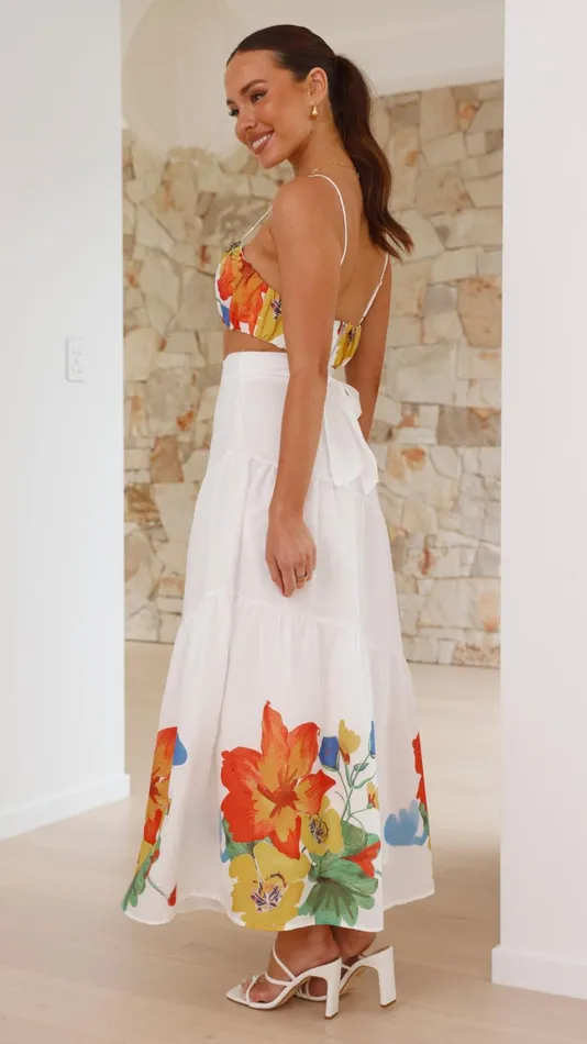 Billy J Tops Women Saraya Top And Skirt Set 8211 White Floral