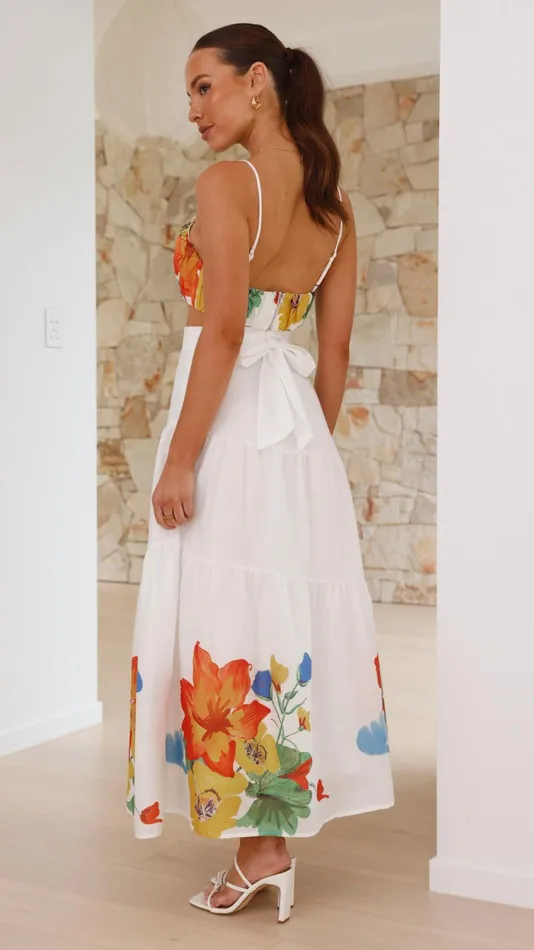 Billy J Tops Women Saraya Top And Skirt Set 8211 White Floral
