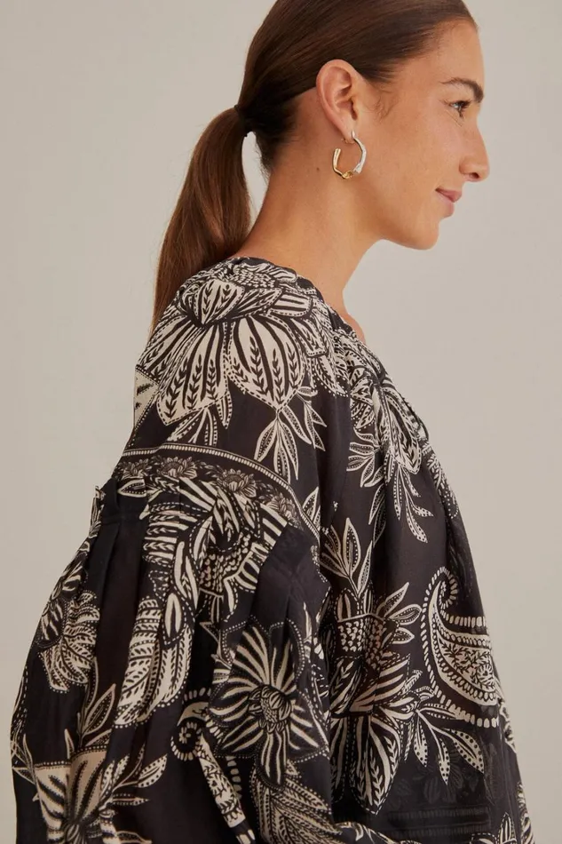 Black Paisley Bloom Blouse Women FARM Rio Blouses