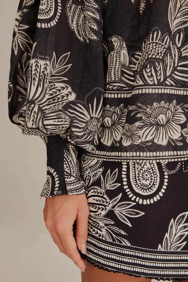 Black Paisley Bloom Blouse Women FARM Rio Blouses