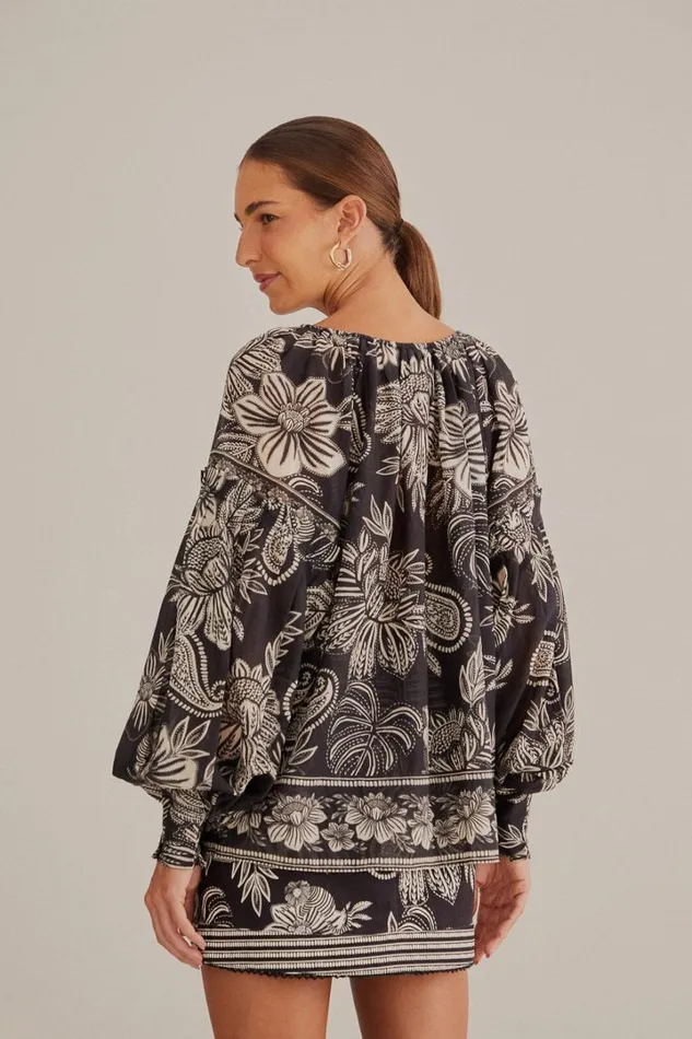 Black Paisley Bloom Blouse Women FARM Rio Blouses