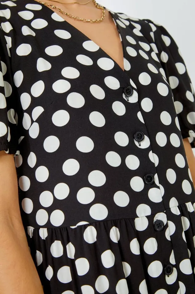 Black Polka Dot Print Culotte Jumpsuit Women Roman Dresses