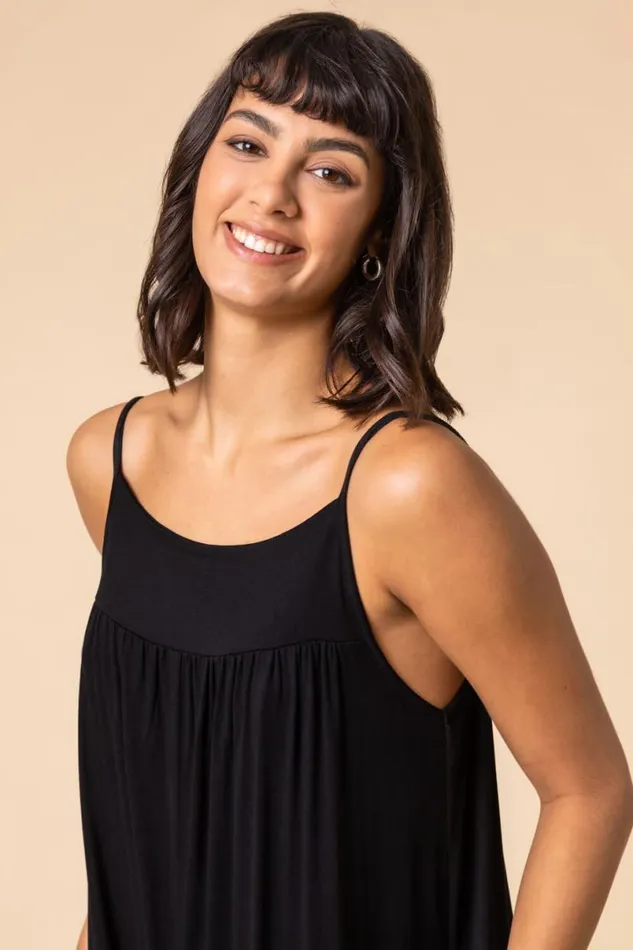 Black Strappy Full Length Jersey Jumpsuit Women Roman Dresses
