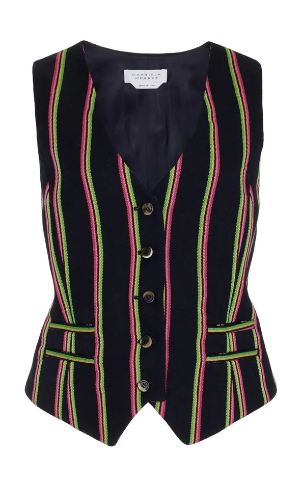 Blazers and Vests Women Gabriela Hearst Coleridge Vest In Navy Multi Striped Wool