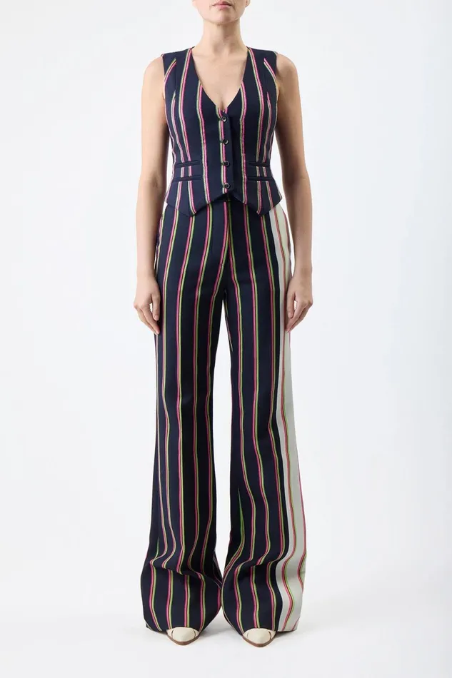 Blazers and Vests Women Gabriela Hearst Coleridge Vest In Navy Multi Striped Wool