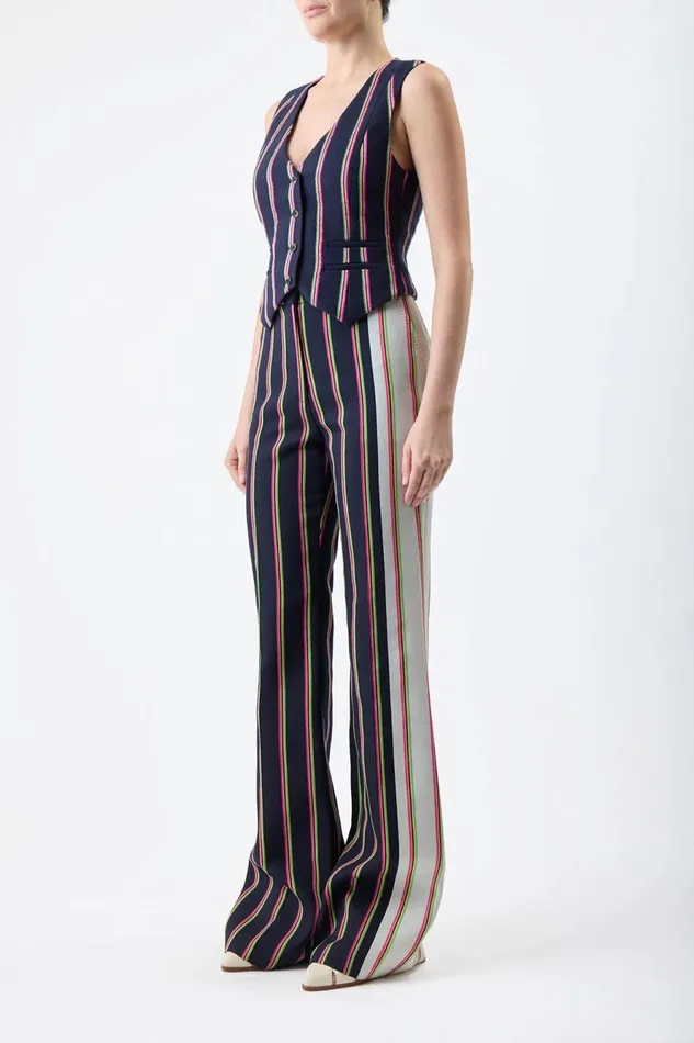 Blazers and Vests Women Gabriela Hearst Coleridge Vest In Navy Multi Striped Wool