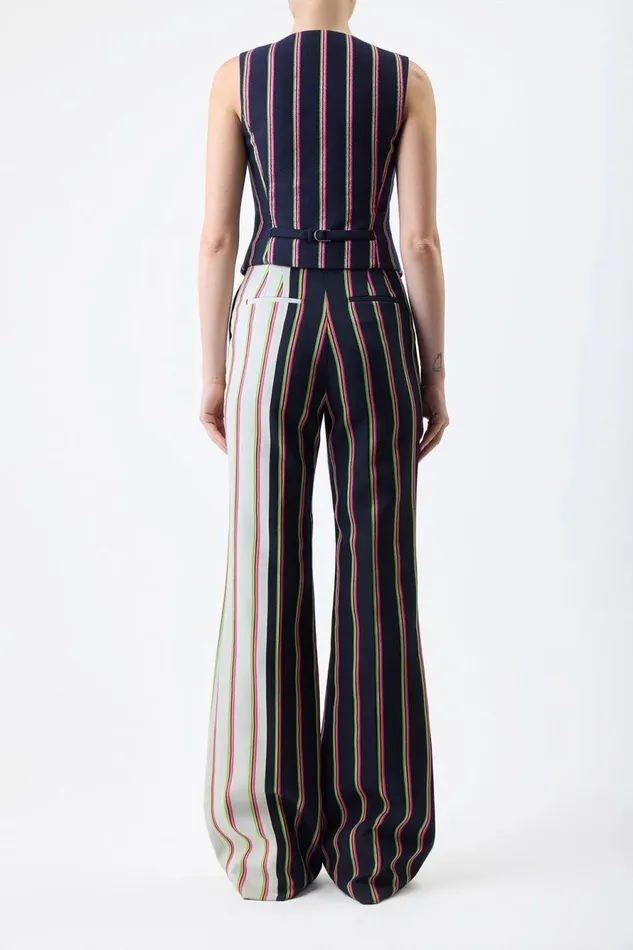 Blazers and Vests Women Gabriela Hearst Coleridge Vest In Navy Multi Striped Wool