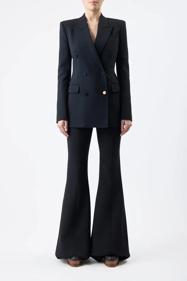Blazers and Vests Women Gabriela Hearst Gavin Blazer In Black Virgin Wool Crepe