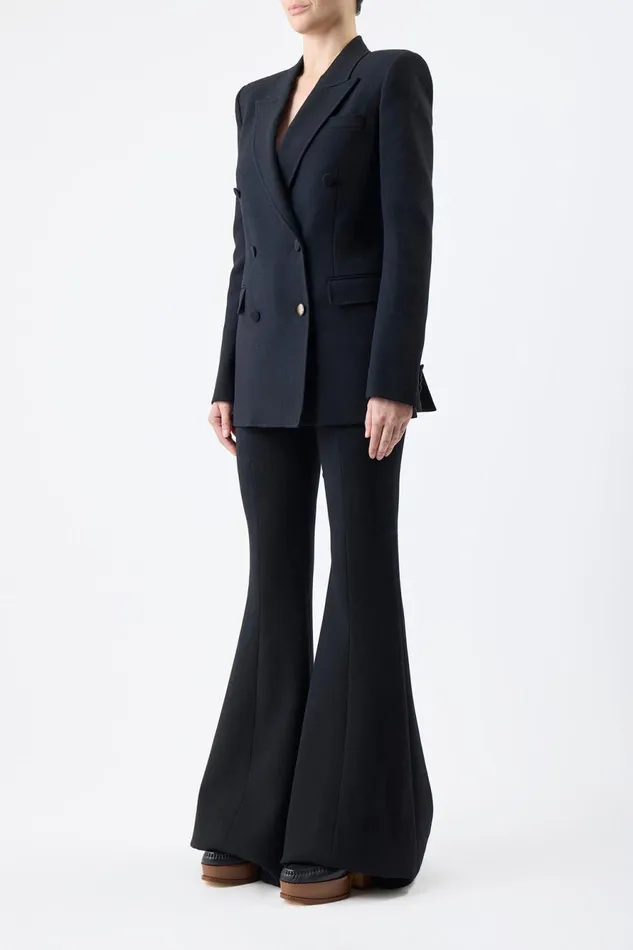 Blazers and Vests Women Gabriela Hearst Gavin Blazer In Black Virgin Wool Crepe