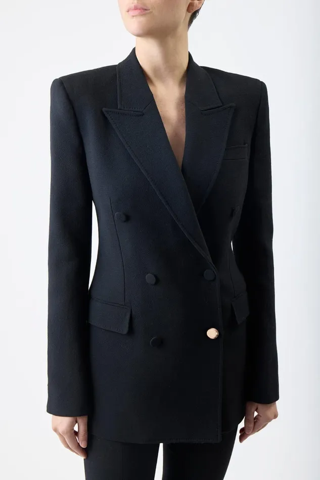 Blazers and Vests Women Gabriela Hearst Gavin Blazer In Black Virgin Wool Crepe