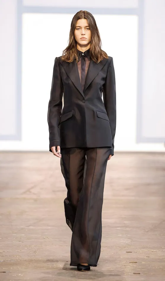Blazers and Vests Women Gabriela Hearst Leiva Sheer Blazer In Black Silk Organza