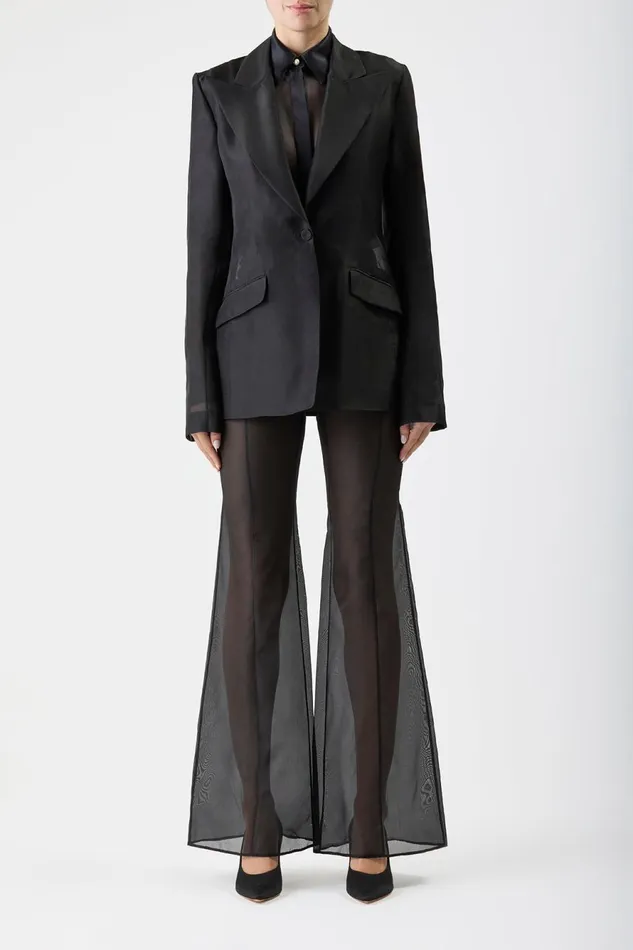 Blazers and Vests Women Gabriela Hearst Leiva Sheer Blazer In Black Silk Organza